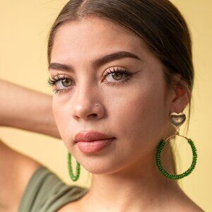 Beaded hoop Earrings, Seed bead earrings, Large hoop earrings, Colorful earrings